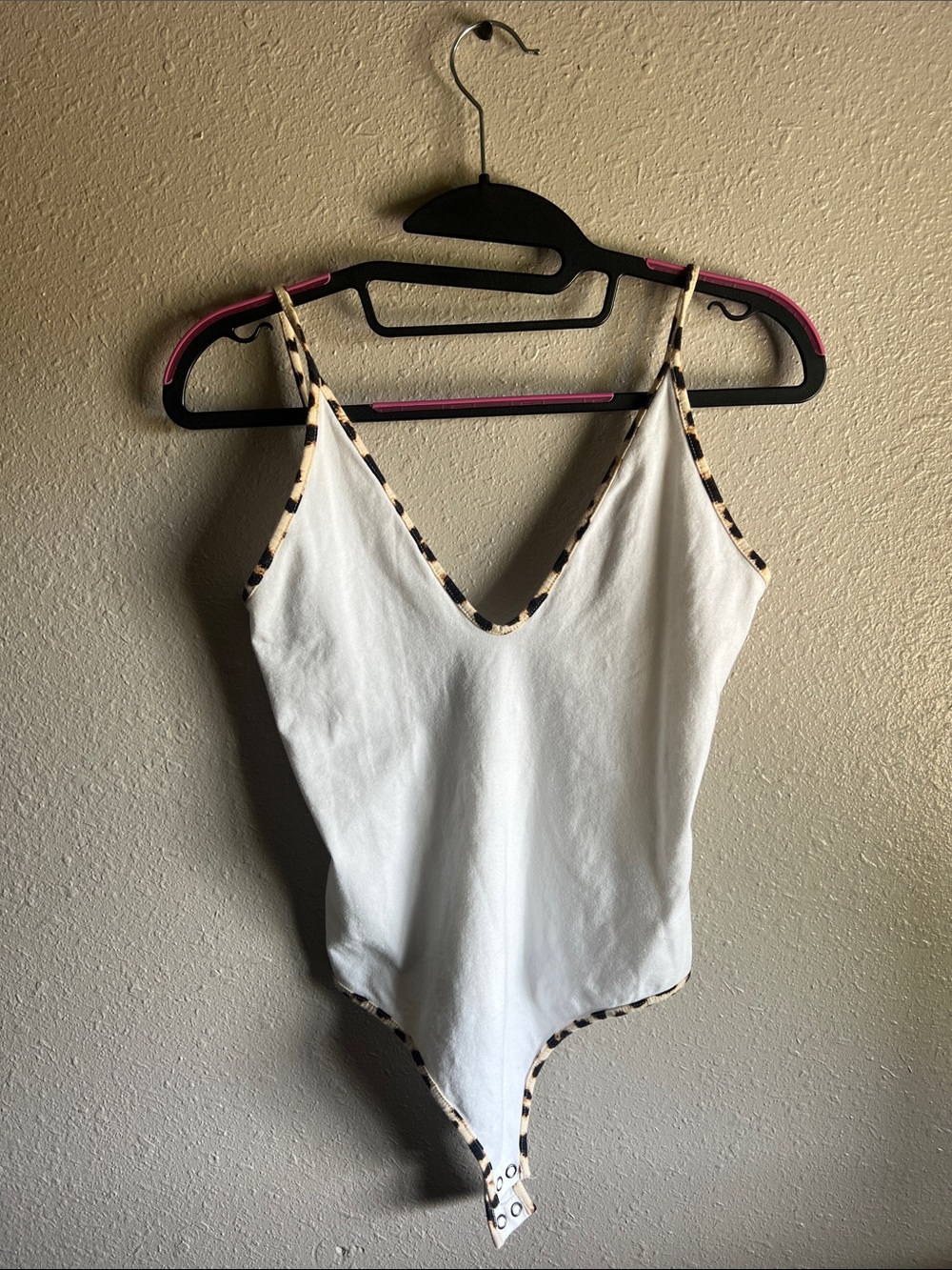 Express White Bodysuit with Leopard-Trim